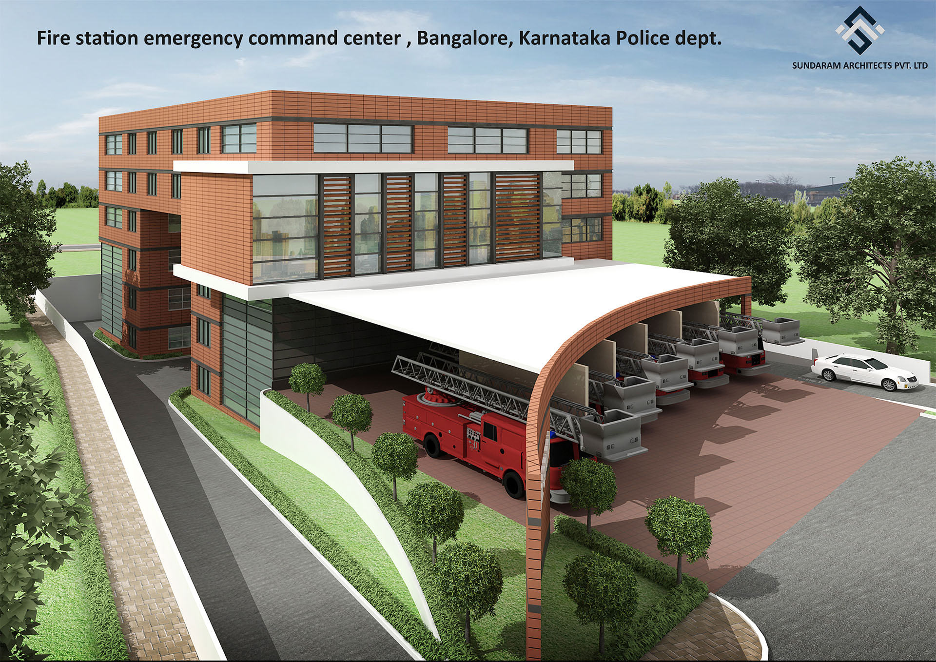 Sundaram Architects designed Fire Station Emergency Command Center, Bangalore, Karnataka Police Station